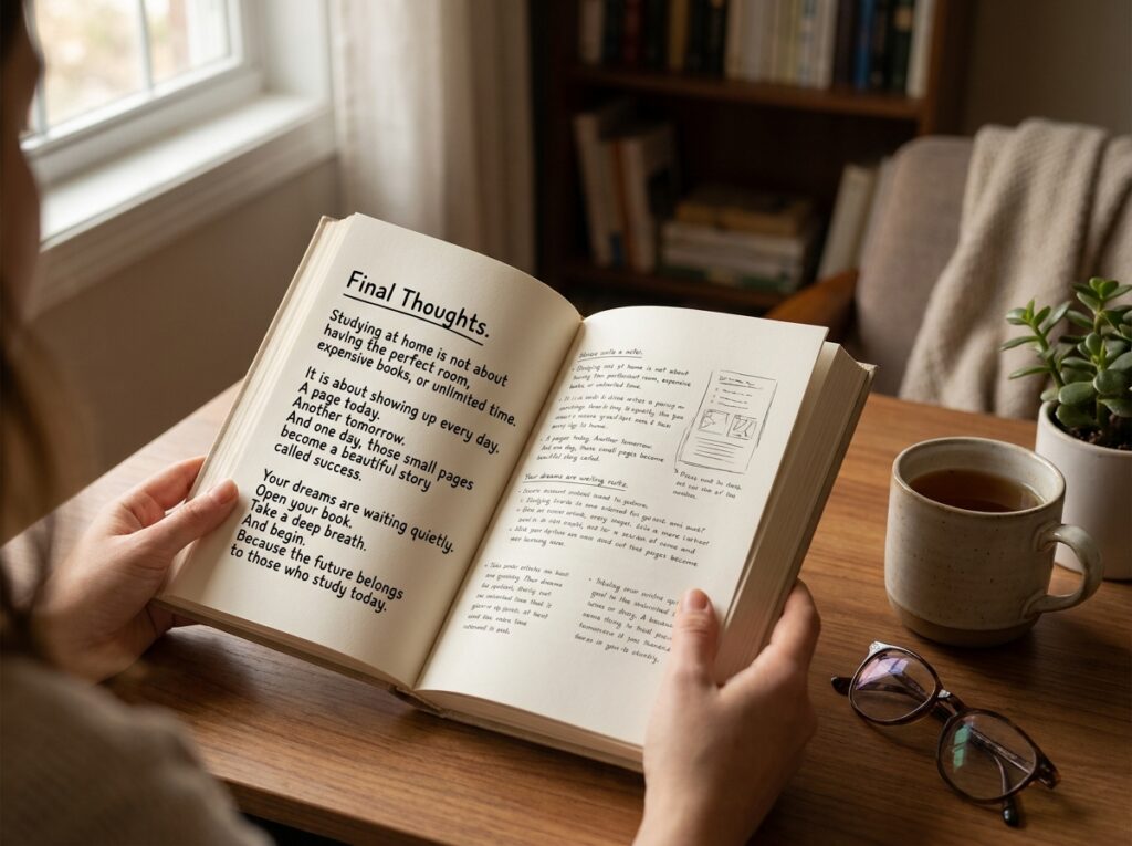 Studying at home is not about having the perfect room, expensive books, or unlimited time/ study mates.