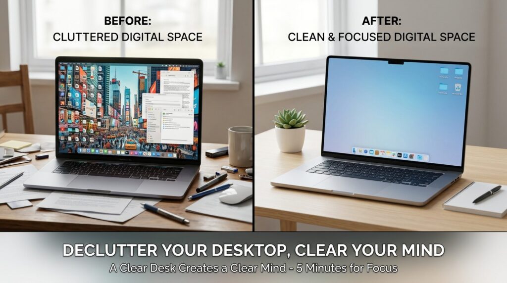difference Declutter  Desktop and Home Screen/ study mates.
